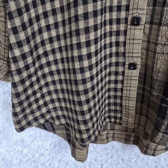 Habitat Shirt Womens Small Brown Plaid Boyfriend Tunic Roll Tab Sleeve‎ Button - Picture 2 of 11